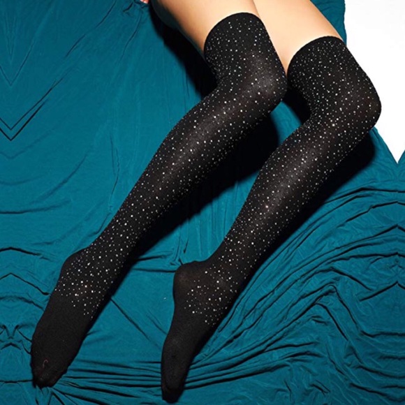 Accessories Sexy Bling Rhinestone Over The Knee Black Socks Poshmark